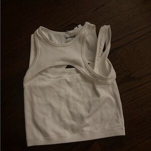Garage White Ribbed Tank Top